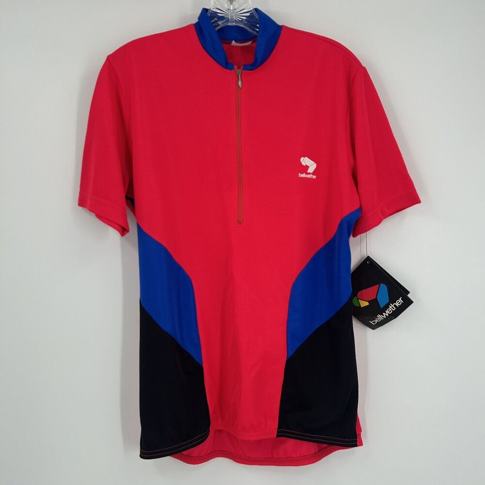 Bellwether Cool Max Men's Medium Pink Blue Cycling Bike Jersey Vintage